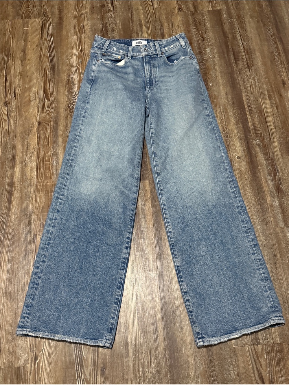Paige Sasha Wide Leg Jeans Women's 26 High Rise in Cats Meow Wash Denim
